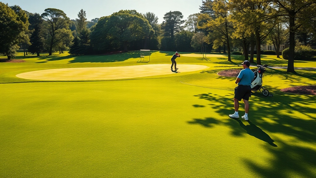 그린 위에서 플레이어들이 차례를 기다리는 장면