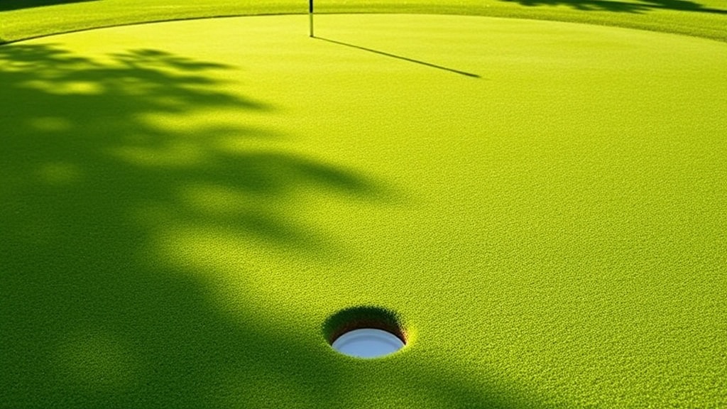 잘 관리된 골프 그린과 홀 컵의 전경